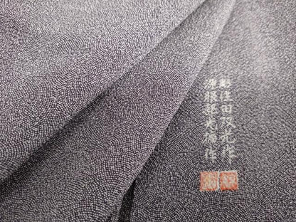 平和屋着物●江戸小紋　彫士：住田双光・染士：服部光擴　極小鮫小紋柄　鬼しぼ縮緬　正絹　逸品　AABL6516cs