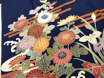 平和屋着物●訪問着　駒刺繍　重ね山枝花文　金銀彩　鬼しぼ縮緬　正絹　逸品　未使用　AABL6517cs