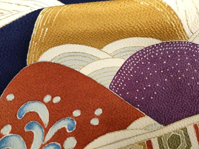 平和屋着物●訪問着　駒刺繍　重ね山枝花文　金銀彩　鬼しぼ縮緬　正絹　逸品　未使用　AABL6517cs