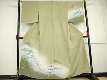 平和屋着物●訪問着　友禅　作家物　浜松風景文　暈し染め　正絹　逸品　AABL6521cs