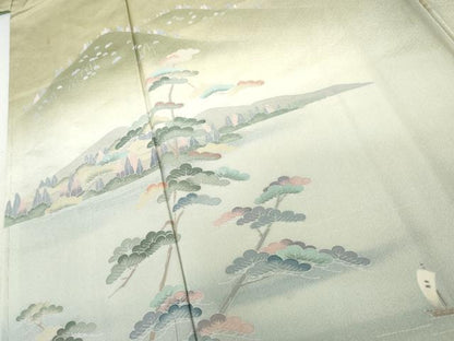 平和屋着物●訪問着　友禅　作家物　浜松風景文　暈し染め　正絹　逸品　AABL6521cs