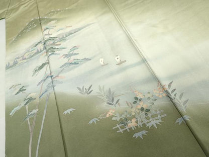 平和屋着物●訪問着　友禅　作家物　浜松風景文　暈し染め　正絹　逸品　AABL6521cs