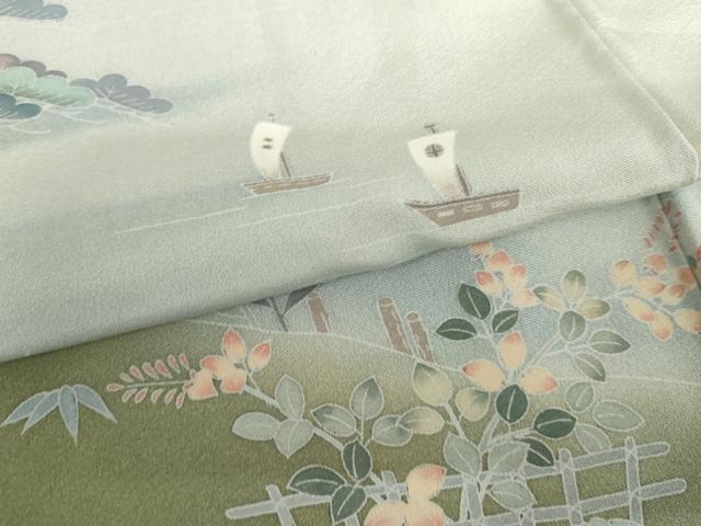 平和屋着物●訪問着　友禅　作家物　浜松風景文　暈し染め　正絹　逸品　AABL6521cs