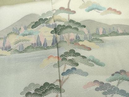 平和屋着物●訪問着　友禅　作家物　浜松風景文　暈し染め　正絹　逸品　AABL6521cs