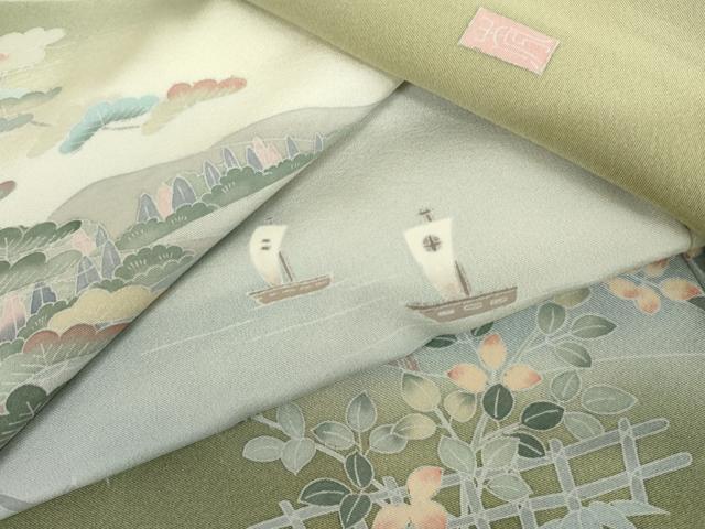 平和屋着物●訪問着　友禅　作家物　浜松風景文　暈し染め　正絹　逸品　AABL6521cs