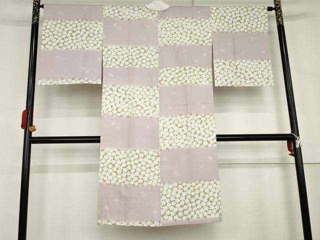 平和屋着物●長襦袢　無双仕立て　市松花文　やまと誂製　正絹　逸品　AABL6524cs