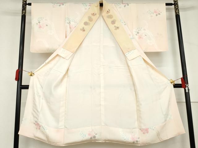 平和屋着物●長襦袢　袷　辻が花　地紋起こし　半衿刺繍　正絹　逸品　AABL6525cs