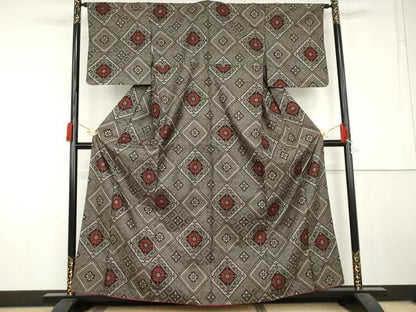 平和屋着物●本場大島紬　龍郷絣　正絹　逸品　AABL6527cs