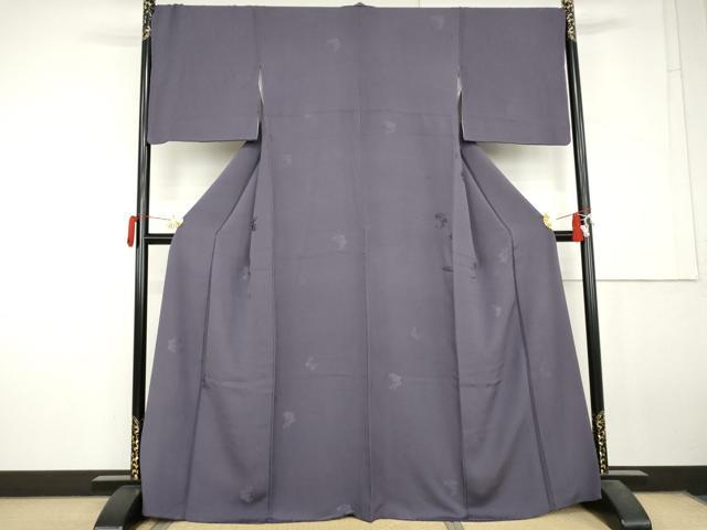 平和屋着物●上質な色無地　草花花丸地紋　藤納戸色　さが美扱い　正絹　逸品　AABL6529cs