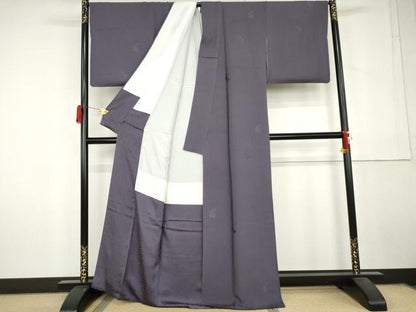平和屋着物●上質な色無地　草花花丸地紋　藤納戸色　さが美扱い　正絹　逸品　AABL6529cs