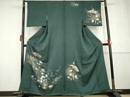 平和屋着物●訪問着　地紙花蝶文　金銀彩　正絹　逸品　AABL6530cs