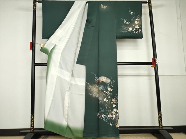 平和屋着物●訪問着　地紙花蝶文　金銀彩　正絹　逸品　AABL6530cs