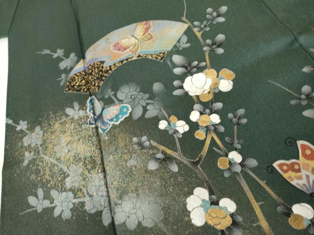 平和屋着物●訪問着　地紙花蝶文　金銀彩　正絹　逸品　AABL6530cs