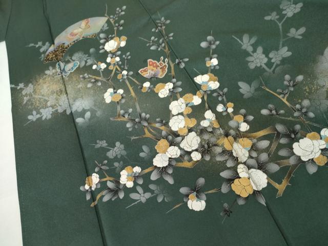 平和屋着物●訪問着　地紙花蝶文　金銀彩　正絹　逸品　AABL6530cs