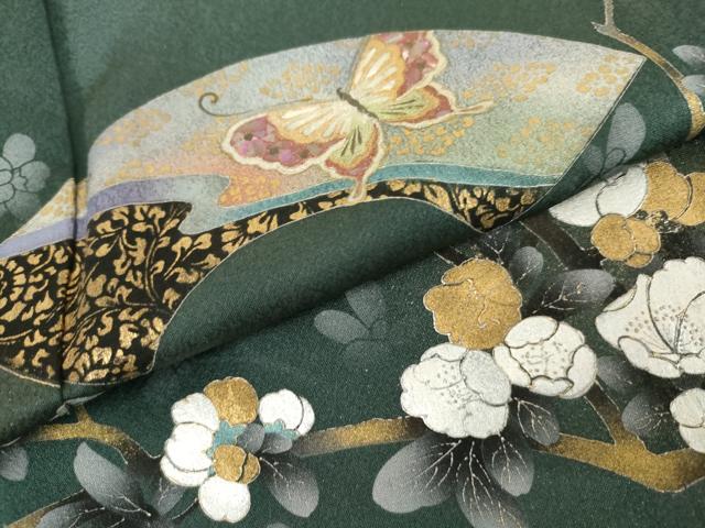 平和屋着物●訪問着　地紙花蝶文　金銀彩　正絹　逸品　AABL6530cs