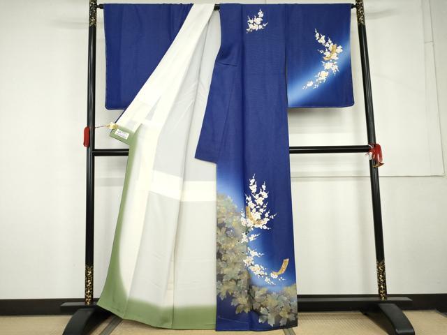 平和屋着物●訪問着　短冊梅文　暈し染め　金銀彩　銀通し地　やまと誂製　正絹　逸品　AABL6532cs