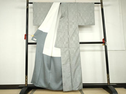 平和屋着物●染色の魔術師　染乃座・大久保玄才　そめのざ玄才　小紋　変わり市松　やまと誂製　正絹　逸品　AABL6534cs