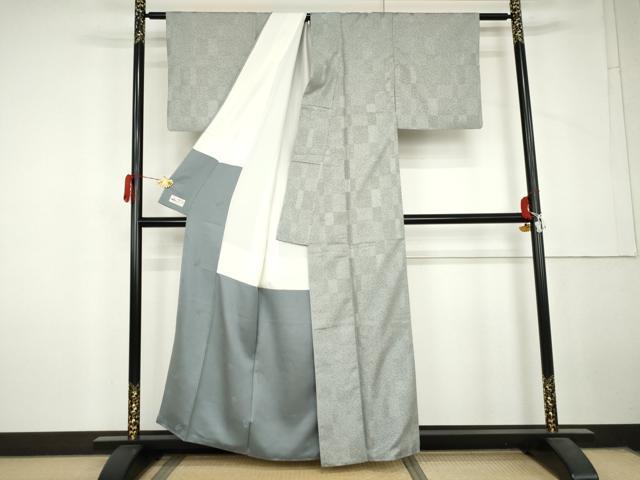 平和屋着物●染色の魔術師　染乃座・大久保玄才　そめのざ玄才　小紋　変わり市松　やまと誂製　正絹　逸品　AABL6534cs