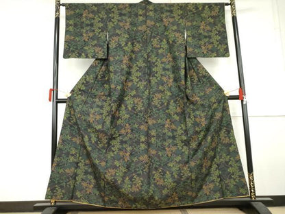 平和屋着物▼本場大島紬　7マルキ　樹林文　正絹　逸品　AABL6540cs