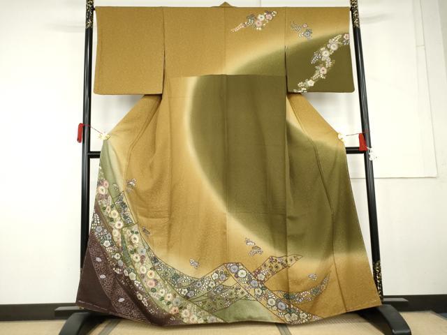 平和屋着物●訪問着　辻が花　蔓帯花文　暈し染め　金彩　正絹　逸品　未使用　AABL6542cs