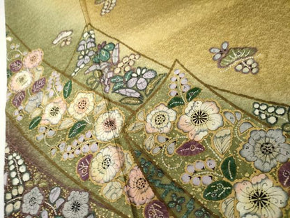 平和屋着物●訪問着　辻が花　蔓帯花文　暈し染め　金彩　正絹　逸品　未使用　AABL6542cs