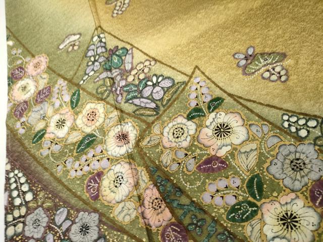 平和屋着物●訪問着　辻が花　蔓帯花文　暈し染め　金彩　正絹　逸品　未使用　AABL6542cs