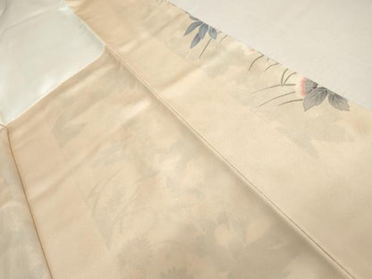 平和屋着物●訪問着　友禅　草花文　暈し染め　金彩　正絹　逸品　AABL6546cs