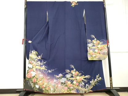 平和屋着物●豪華振袖　鴛鴦草花文　暈し染め　正絹　逸品　AABL6548cs