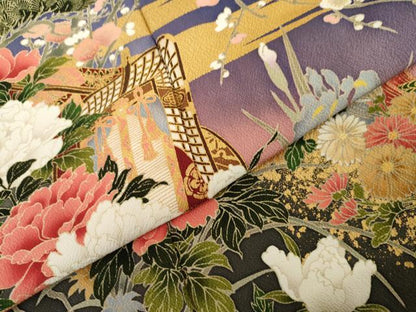 平和屋着物●豪華振袖　鴛鴦草花文　暈し染め　正絹　逸品　AABL6548cs