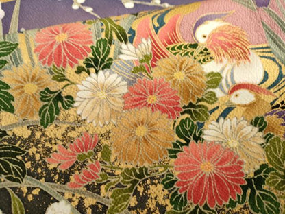 平和屋着物●豪華振袖　鴛鴦草花文　暈し染め　正絹　逸品　AABL6548cs