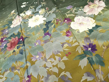 平和屋着物●二代目清次郎　手描き　訪問着　枝花文　暈し染め　正絹　逸品　AABL6550cs