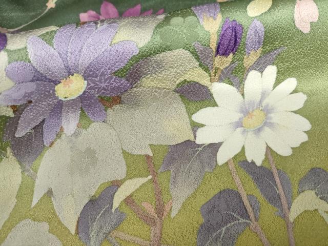 平和屋着物●二代目清次郎　手描き　訪問着　枝花文　暈し染め　正絹　逸品　AABL6550cs