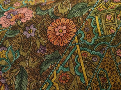 平和屋着物●上質な小紋　更紗花文　鬼しぼ縮緬　正絹　逸品　AABL6551cs