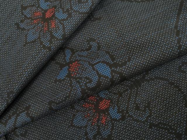 平和屋着物●本場大島紬　7マルキ　更紗花唐草文　正絹　逸品　未使用　AABL6553cs