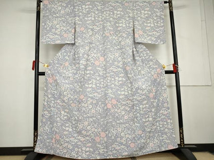 平和屋着物●小紋　辻が花　花蝶文　洗える着物　AABL6555cs