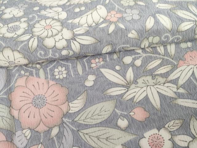平和屋着物●小紋　辻が花　花蝶文　洗える着物　AABL6555cs