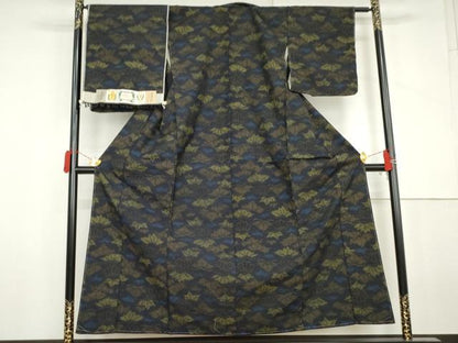 平和屋着物▼結城紬　松　証紙付き　正絹　逸品　未使用　AABL6556cs