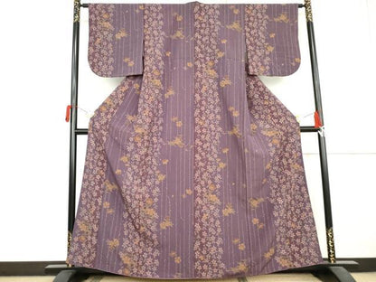 平和屋着物●小紋　枝垂れ桜　洗える着物　AABL6558cs
