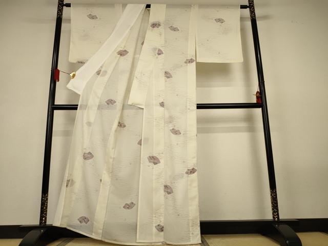 平和屋着物＊夏物　小紋　絽　地紙吉祥楓文　洗える着物　AABL6561jd