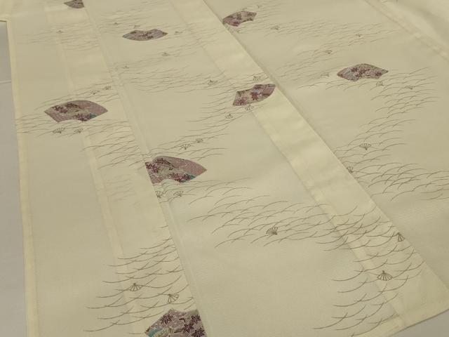 平和屋着物＊夏物　小紋　絽　地紙吉祥楓文　洗える着物　AABL6561jd