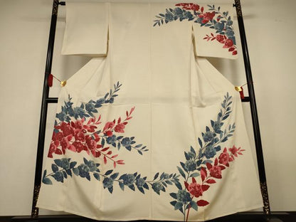 平和屋着物＊夏物　訪問着　絽　草花文　銀彩　正絹　逸品　AABL6565jd