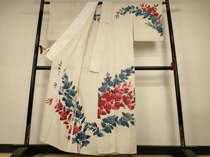 平和屋着物＊夏物　訪問着　絽　草花文　銀彩　正絹　逸品　AABL6565jd