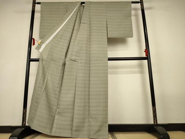 平和屋着物＊夏物　銀座きしや　色無地　絽紬　鶸茶色　正絹　逸品　AABL6567jd