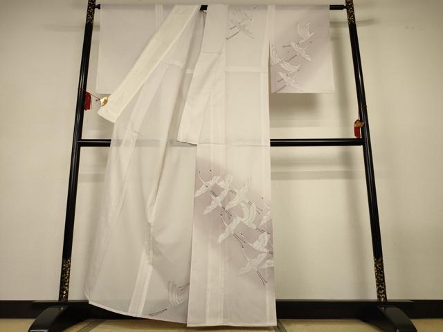 平和屋着物＊夏物　訪問着　絽　飛鶴文　暈し染め　洗える着物　AABL6568jd