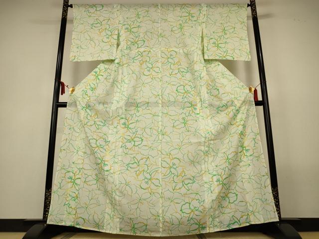 平和屋着物＊夏物　小紋　絽　花尽くし　洗える着物　AABL6569jd