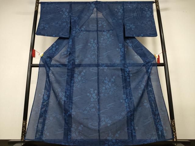 平和屋着物＊夏物　小紋　絽　草花文　洗える着物　AABL6571jd