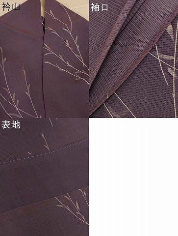 平和屋着物＊夏物　小紋　絽　枝葉文　正絹　逸品　AABL6572jd