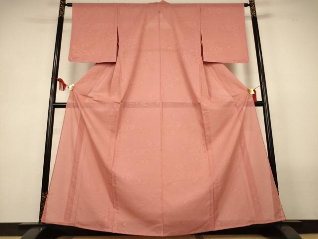 平和屋着物＊夏物　色無地　絽　流水紋紗　赭色　正絹　逸品　未使用　AABL6573jd