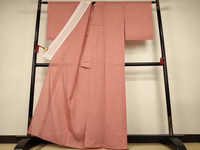 平和屋着物＊夏物　色無地　絽　流水紋紗　赭色　正絹　逸品　未使用　AABL6573jd