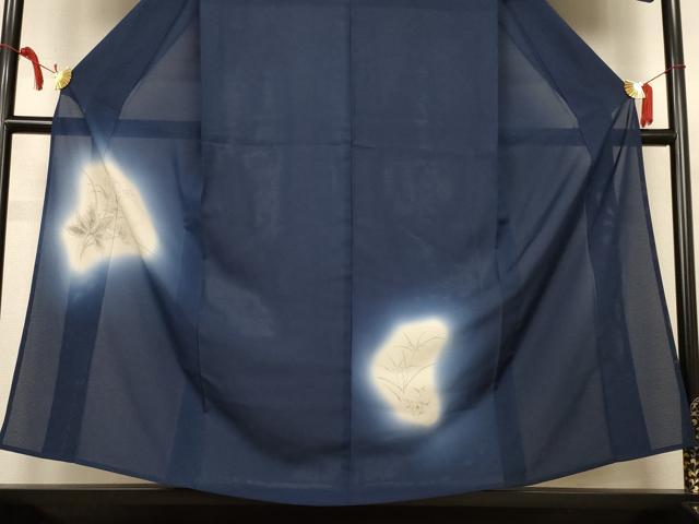 平和屋着物＊夏物　訪問着　絽　手描き　草花文　バッタ　暈し染め　正絹　逸品　AABL6582jd